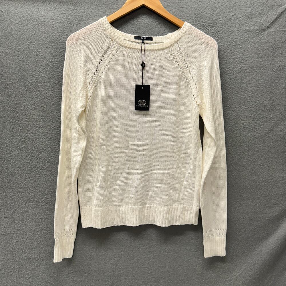 Tart Sweater Womens Medium Off White Long Sleeve Knit Pointelle‎ Details NEW